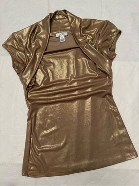Cache Metallic Gold Short-Sleeve Camisole Vintage